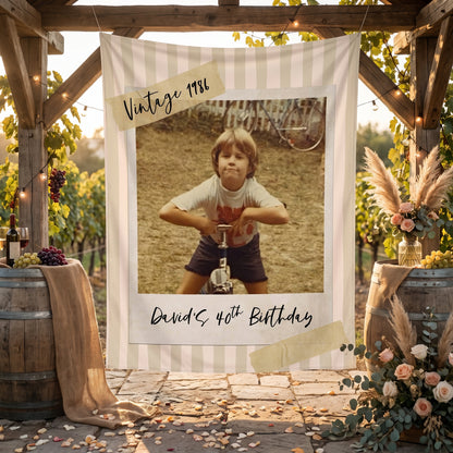 Vintage 30th Birthday Tapestry, Personalized Newspaper Post Photo Backdrop