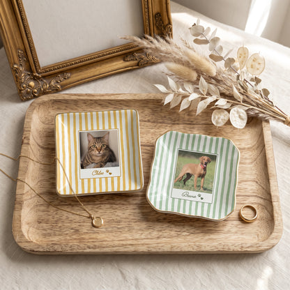 Custom Pet Jewelry Ring Dish, Dog Cat Portrait Ceramic Trinket Tray, Gift For Pet Owner