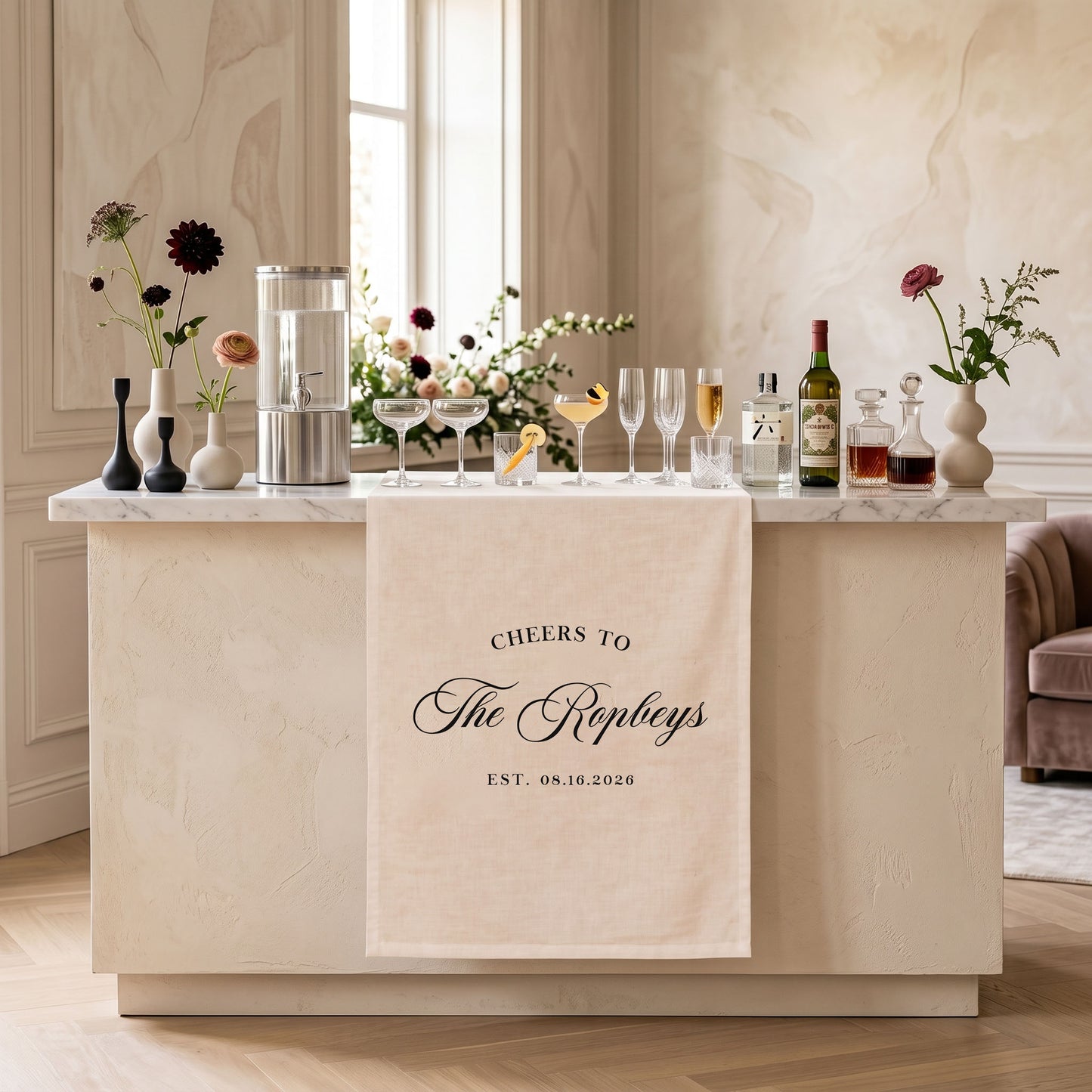 Personalized Fabric Bar Menu Sign, Signature Drink Wedding Sign, Linen Fabric Wedding Bar Banner
