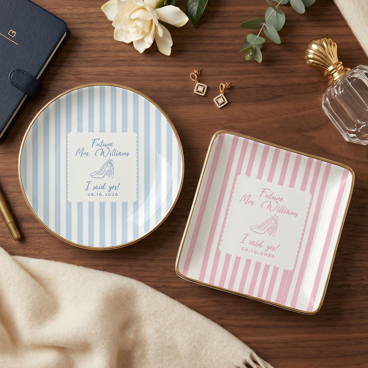 Personalized Wedding Ring Dish, Engagement Gift for Couple, Bridal Shower Gift