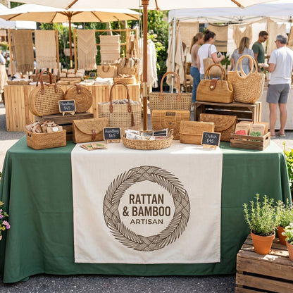 Custom Table Runner with Logo, Personalized Business Banner, Market Booth sign Display, Pop Up Shop Decoration Sign