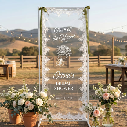 Custom Lace Wedding Welcome Sign, Bridal Shower Sign, Wedding Reception Decor
