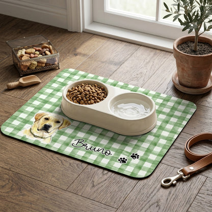 Custom Pet Feeding Place Mat Mat With Photo, Dog Bowl Mat Non-Slip, Personalized Pet Food Mat for Food Water Bowl Placemat