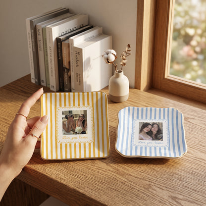 Personalised Bestie Photo Trinket Dish, Ceramic Trinket Tray for Best Friend, Jewelry Ring Dish