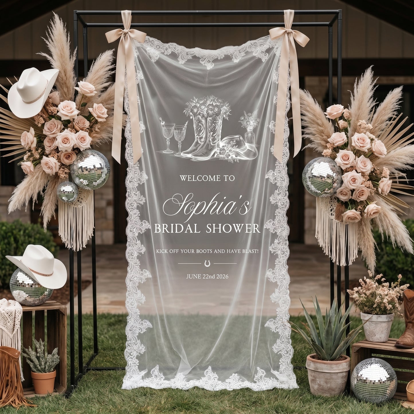 Custom Lace Welcome Sign, Clear Sheer Wedding Signage, Fabric Ceremony Reception Signage Banner, Romantic Sheer Lace Wedding Banner