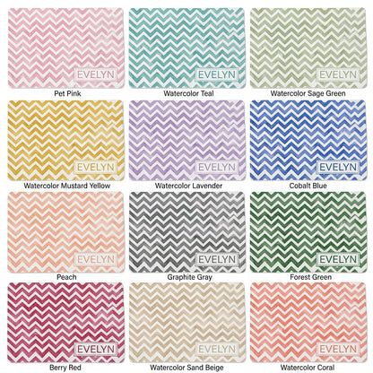 Personalized Dog Food Mat Placemat with Name, Custom Watercolor Checker Rubber Non-Slip