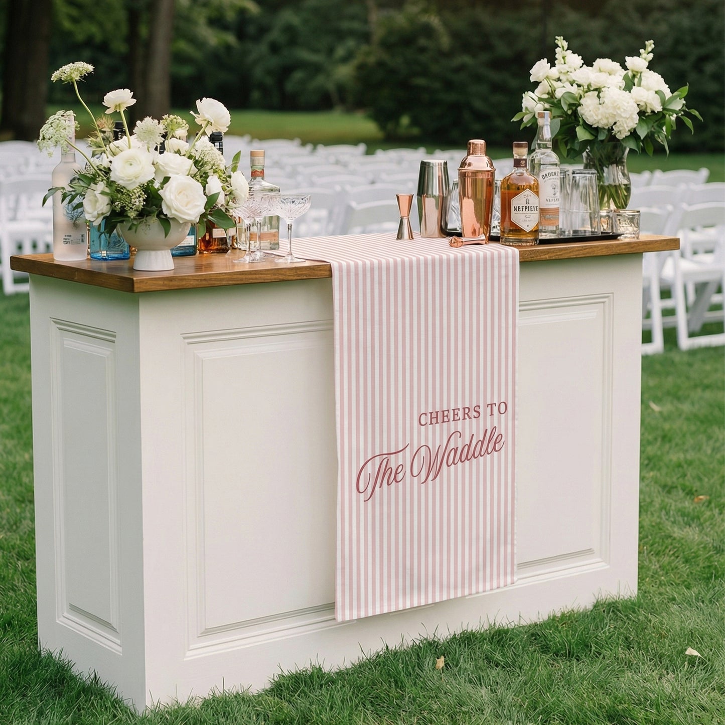 Personalized Cotton Linen Striped Wedding Bar Sign