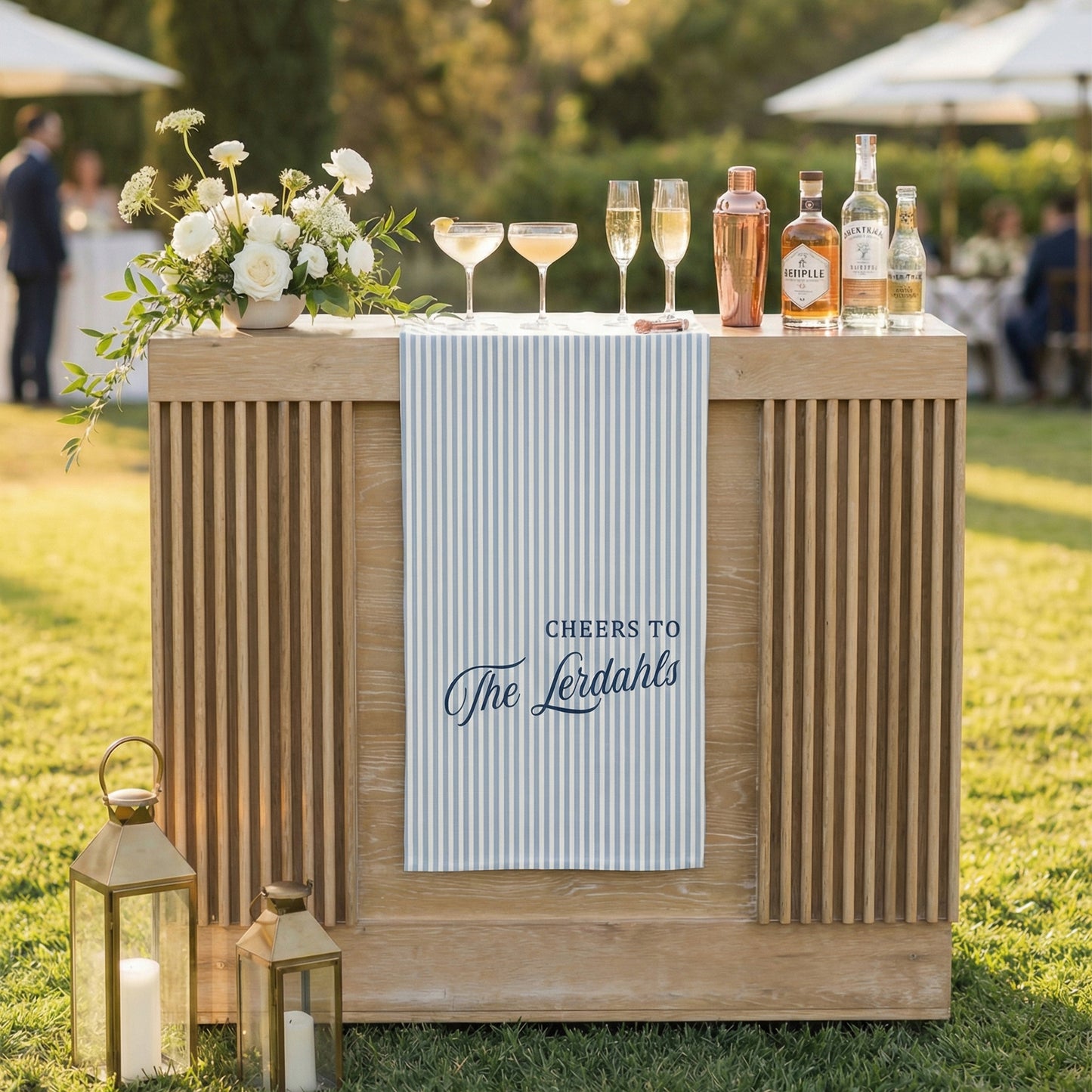 Personalized Cotton Linen Striped Wedding Bar Sign