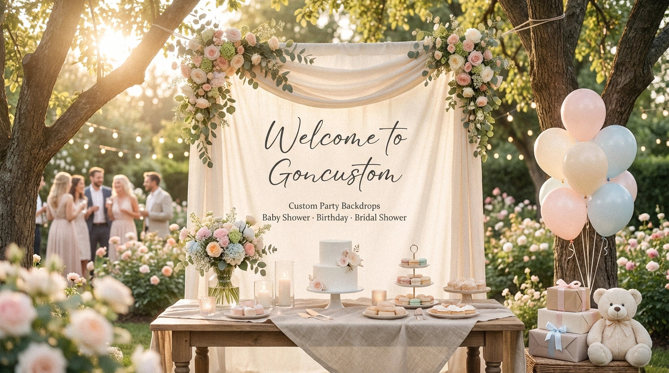 GonCustom personalized linen banners and tapestries collection for birthdays and celebrations