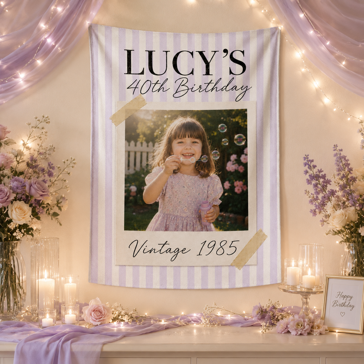 Birthday Photo Banner, Personalized Birthday Decorations, Fun Disco Ball Event Banners