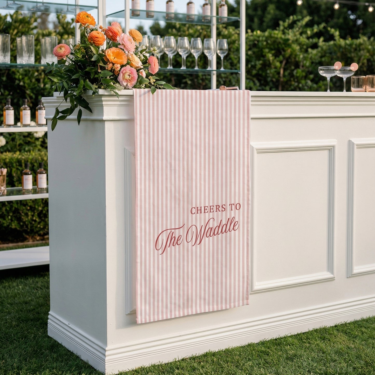 Personalized Cotton Linen Striped Wedding Bar Sign