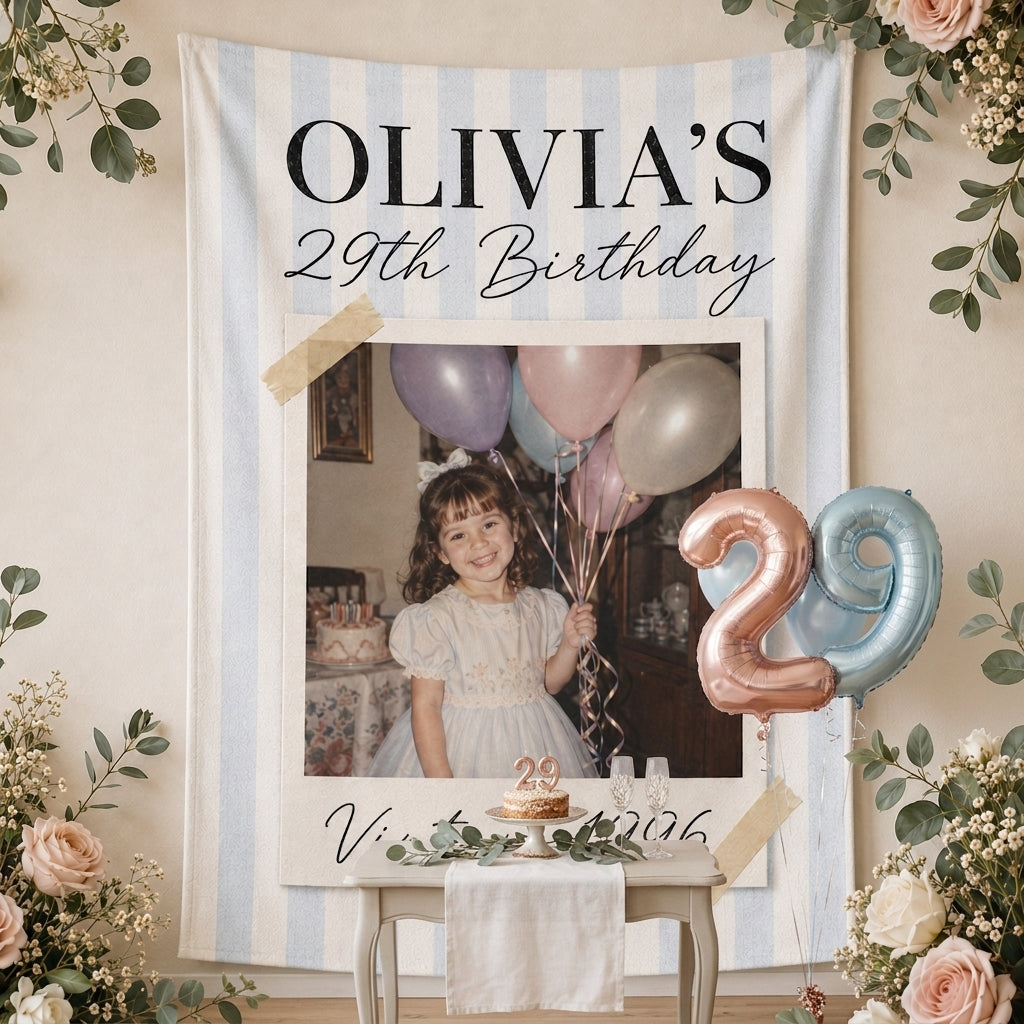 Birthday Photo Banner, Personalized Birthday Decorations, Fun Disco Ball Event Banners