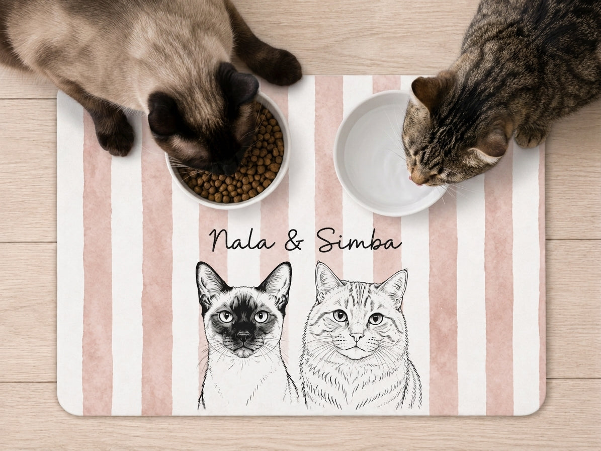 Custom Dog Feeding Mat with Name, Personalized Non Slip Pet Bowl Mat, Waterproof Dog Placemat, Pet Lover Gift