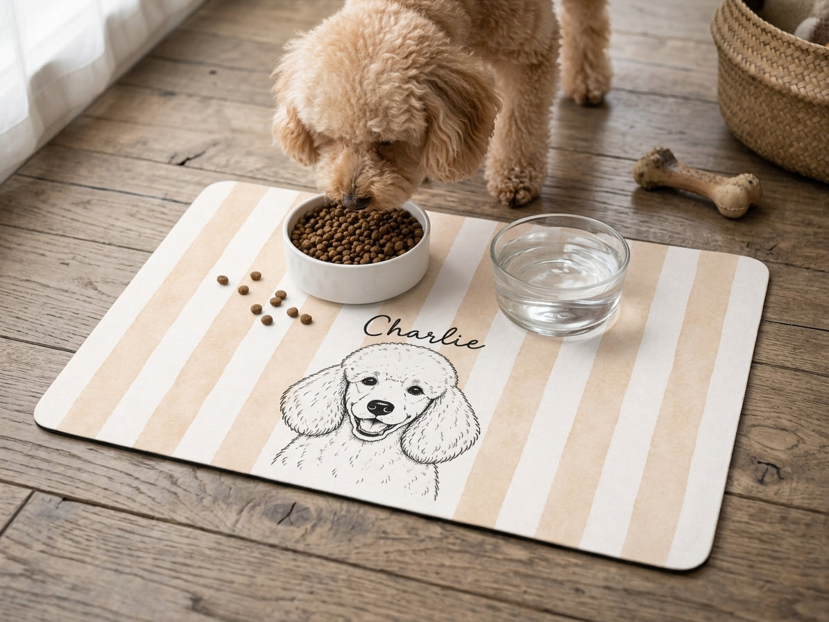 Custom Dog Feeding Mat with Name, Personalized Non Slip Pet Bowl Mat, Waterproof Dog Placemat, Pet Lover Gift