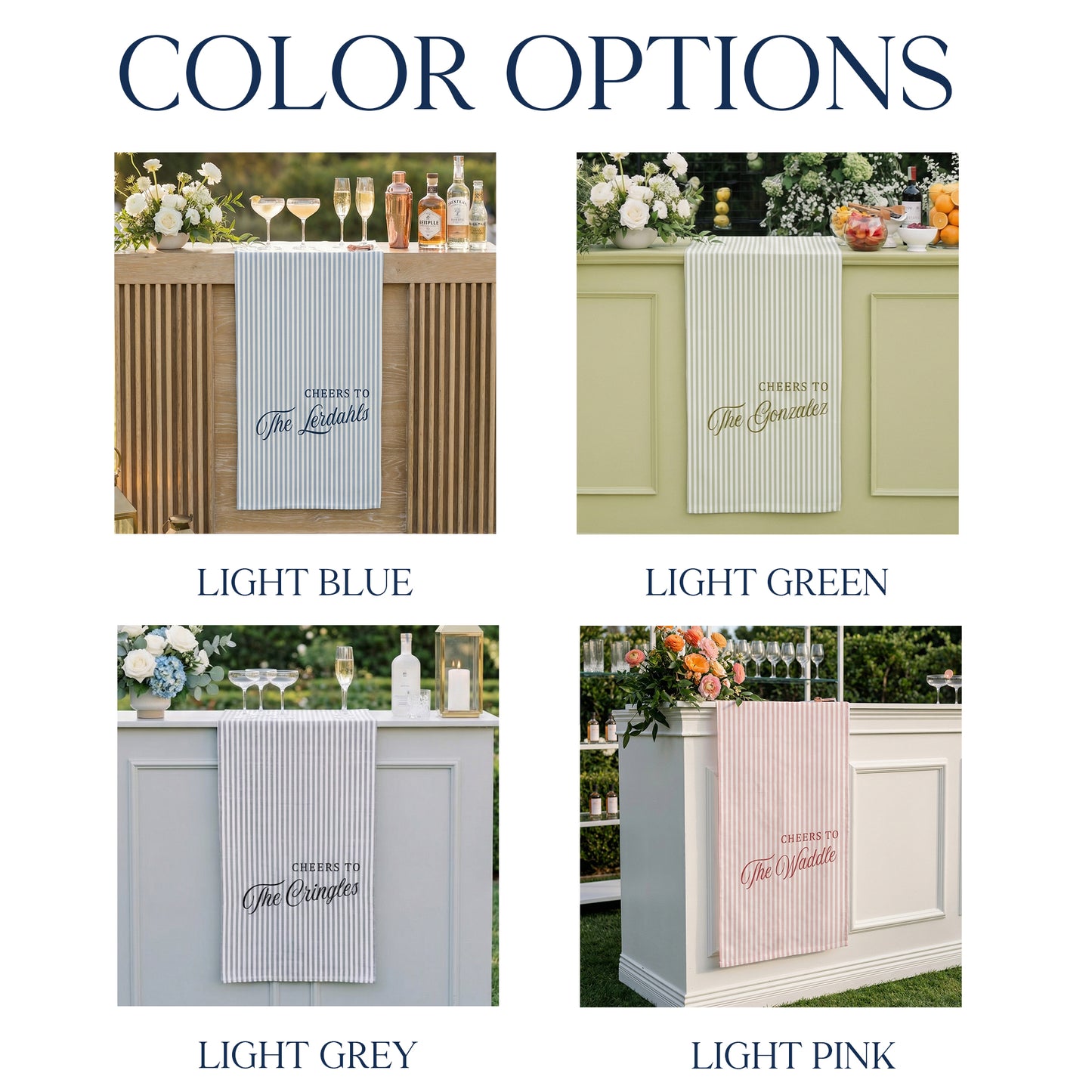 Personalized Cotton Linen Striped Wedding Bar Sign