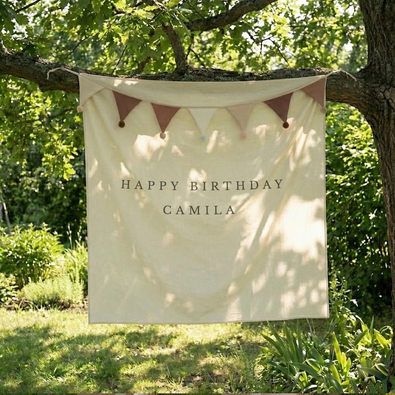 Minimalist First Birthday Tapestry Personalized Custom Name Backdrop Birthday Party Decor