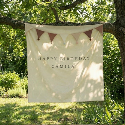 Minimalist First Birthday Tapestry Personalized Custom Name Backdrop Birthday Party Decor