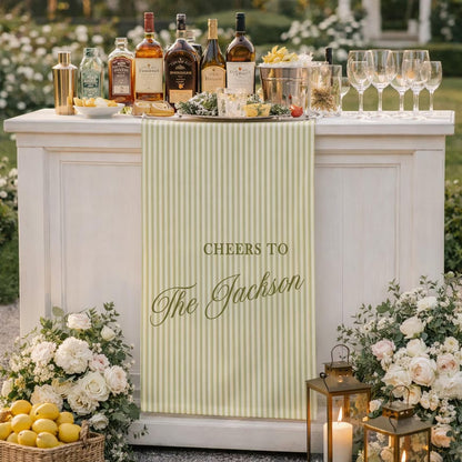 Personalized Cotton Linen Striped Wedding Bar Sign
