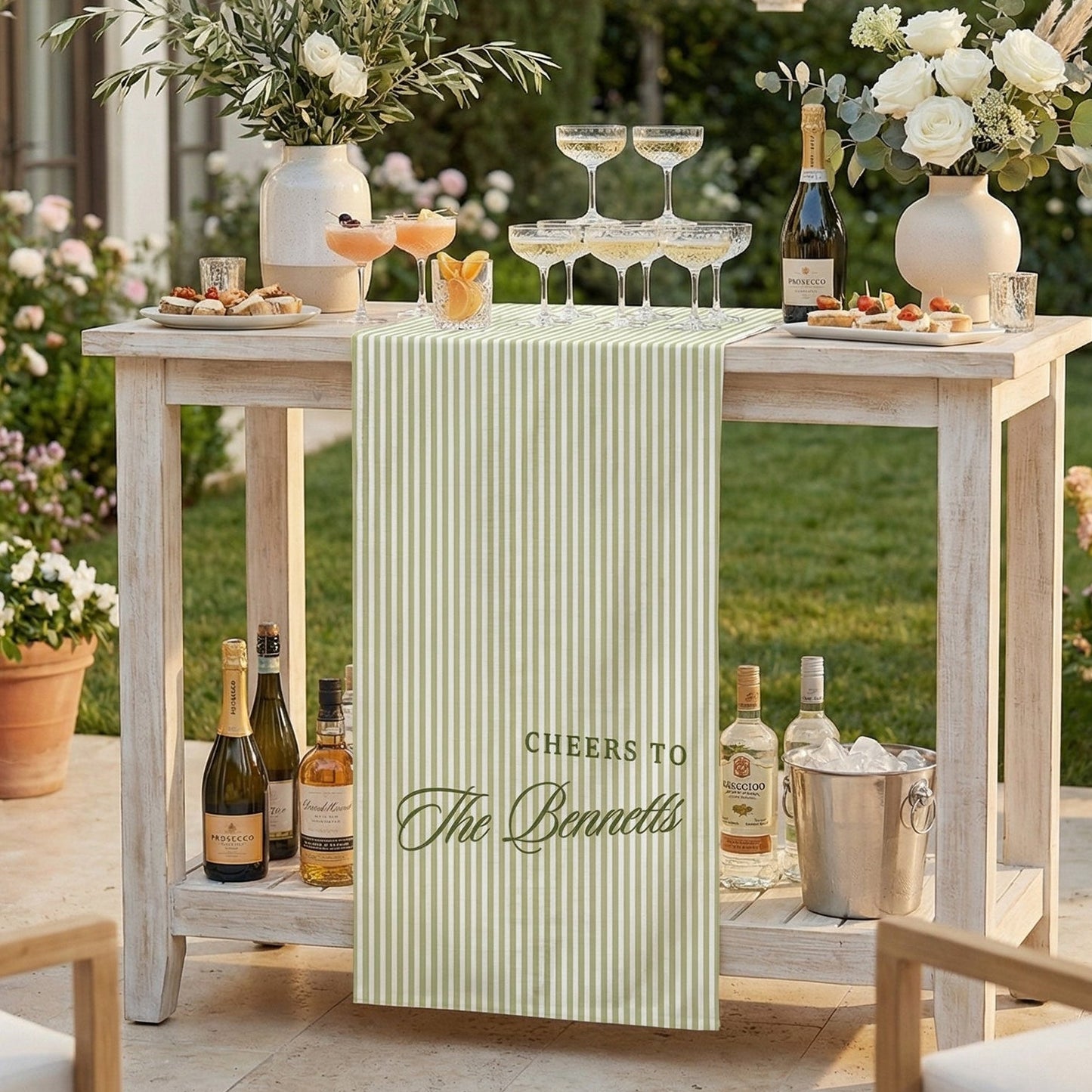 Personalized Cotton Linen Striped Wedding Bar Sign