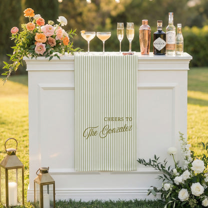 Personalized Cotton Linen Striped Wedding Bar Sign