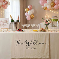 Wedding Table Runner Banner Personalized Family Name Wedding Decor EST Date Linen Table Backdrop