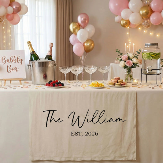 Wedding Table Runner Banner Personalized Family Name Wedding Decor EST Date Linen Table Backdrop