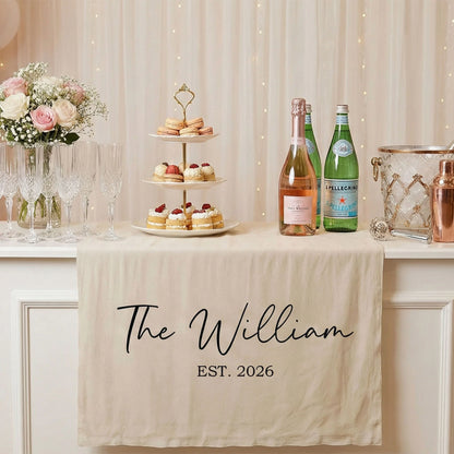 Wedding Table Runner Banner Personalized Family Name Wedding Decor EST Date Linen Table Backdrop