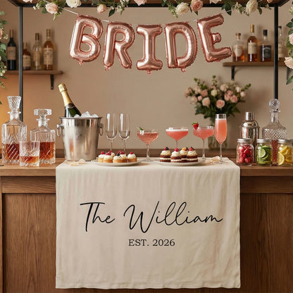 Wedding Table Runner Banner Personalized Family Name Wedding Decor EST Date Linen Table Backdrop