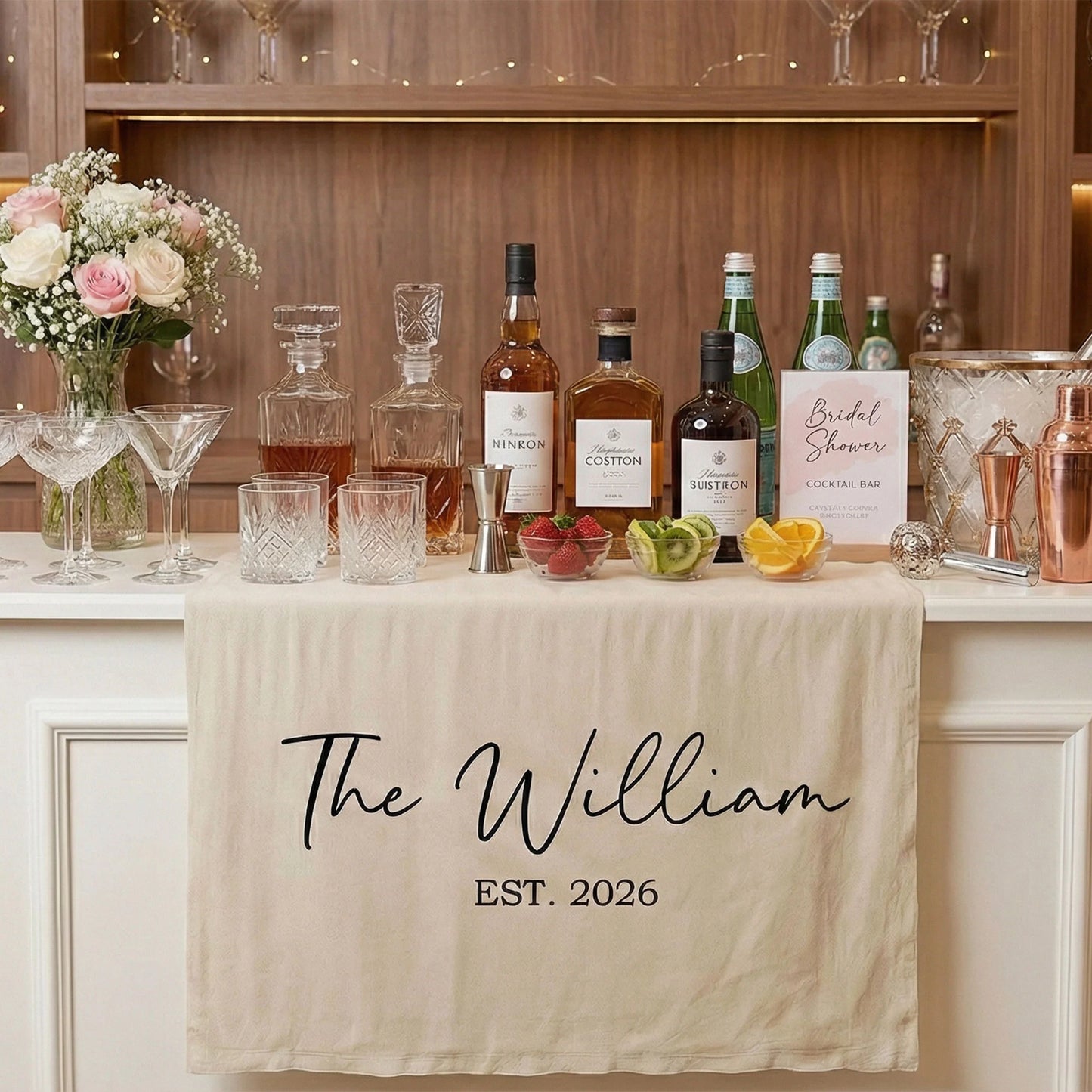 Wedding Table Runner Banner Personalized Family Name Wedding Decor EST Date Linen Table Backdrop
