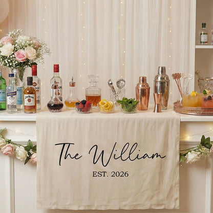Wedding Table Runner Banner Personalized Family Name Wedding Decor EST Date Linen Table Backdrop