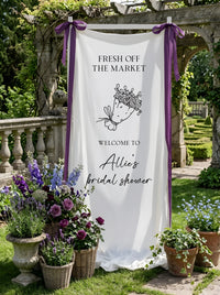 Floral Bridal Shower Banner Personalized Custom Name Fresh Off the Market Welcome Sign Decor
