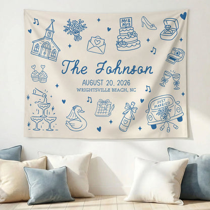Custom Wedding Welcome Banner Personalized Wedding Backdrop Custom Name Date Wedding Ceremony Sign