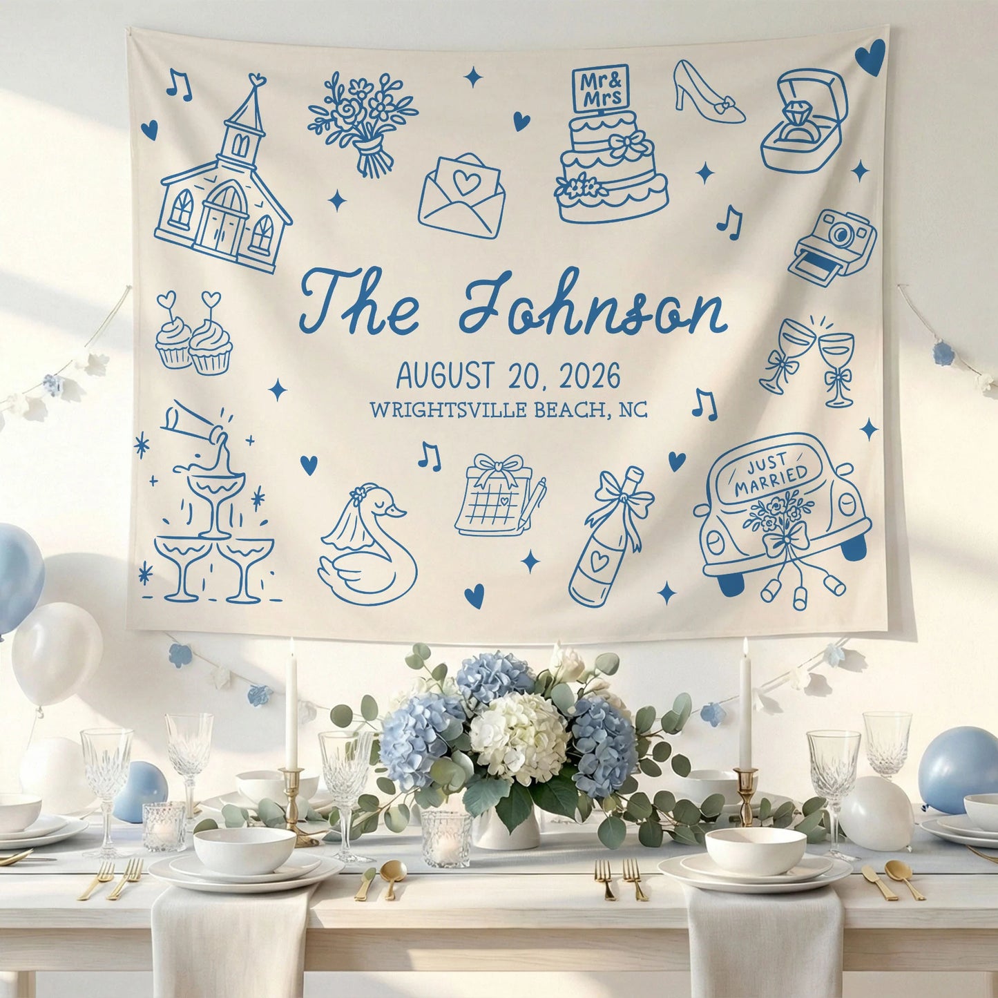 Custom Wedding Welcome Banner Personalized Wedding Backdrop Custom Name Date Wedding Ceremony Sign