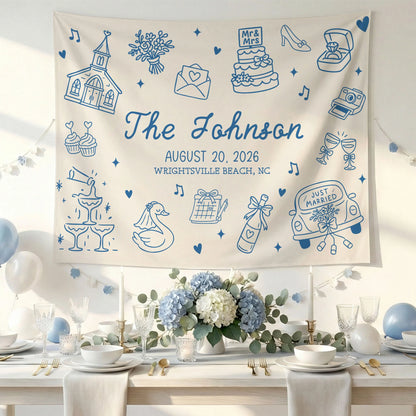 Custom Wedding Welcome Banner Personalized Wedding Backdrop Custom Name Date Wedding Ceremony Sign