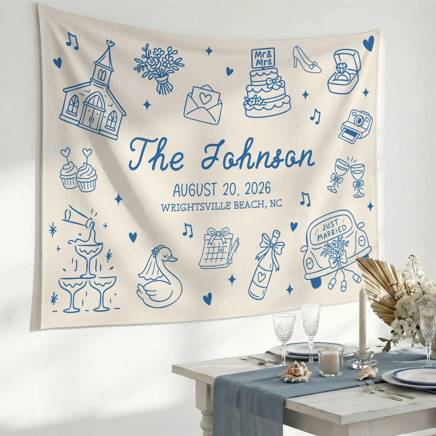 Custom Wedding Welcome Banner Personalized Wedding Backdrop Custom Name Date Wedding Ceremony Sign