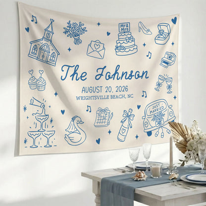 Custom Wedding Welcome Banner Personalized Wedding Backdrop Custom Name Date Wedding Ceremony Sign