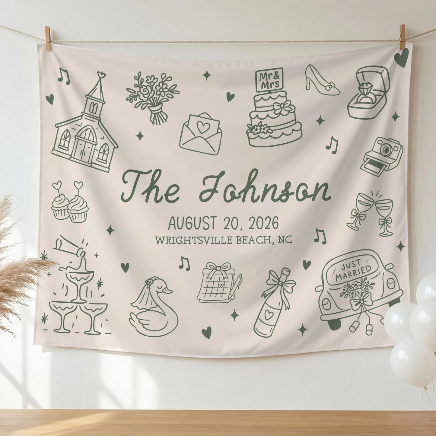 Custom Wedding Welcome Banner Personalized Wedding Backdrop Custom Name Date Wedding Ceremony Sign