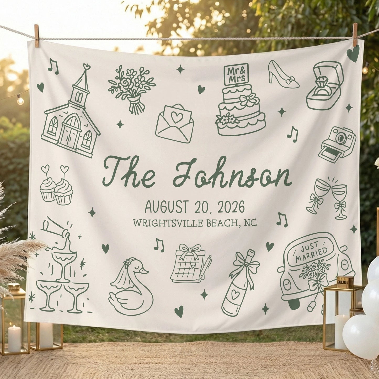 Custom Wedding Welcome Banner Personalized Wedding Backdrop Custom Name Date Wedding Ceremony Sign