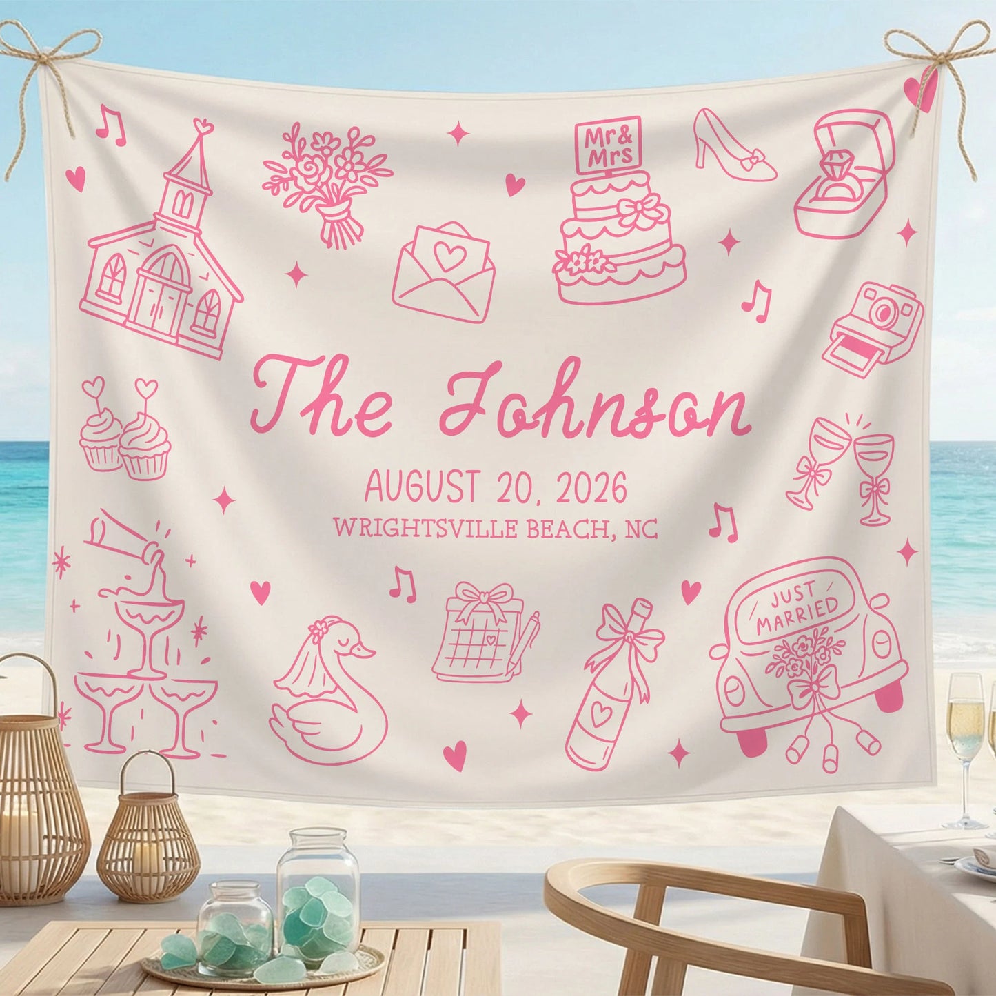 Custom Wedding Welcome Banner Personalized Wedding Backdrop Custom Name Date Wedding Ceremony Sign