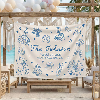 Custom Wedding Welcome Banner Personalized Wedding Backdrop Custom Name Date Wedding Ceremony Sign