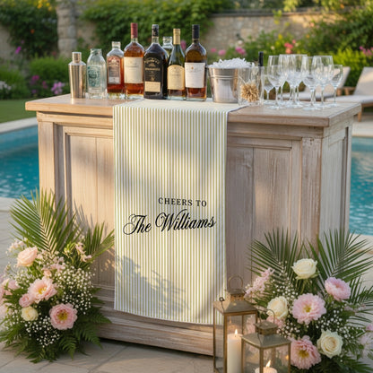 Personalized Cotton Linen Striped Wedding Bar Sign